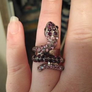 Custom Purple Crystal Climbing Snake Ring sz 8-10